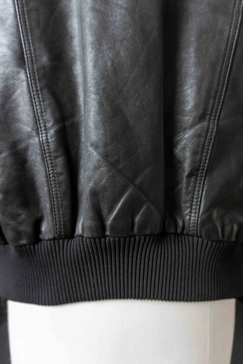 70s Lederjacke Schwarz S–M