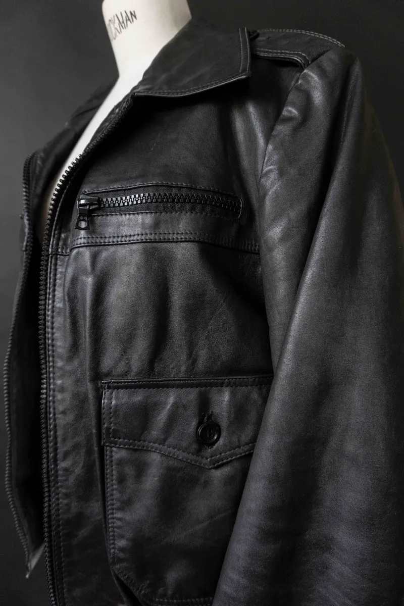 70s Lederjacke Schwarz S–M