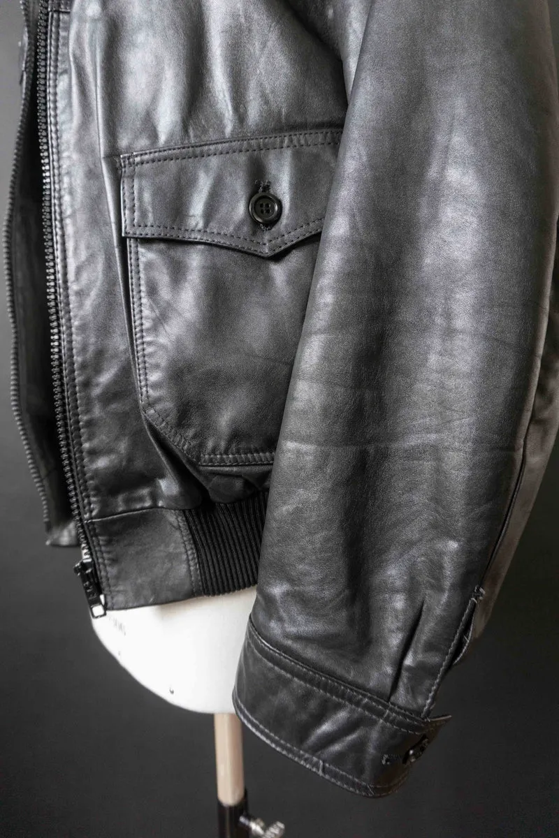 70s Lederjacke Schwarz S–M
