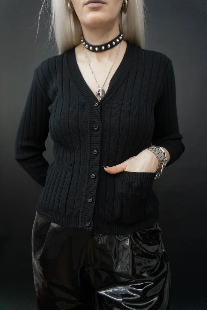 70s Cardigan Wolle XS–S