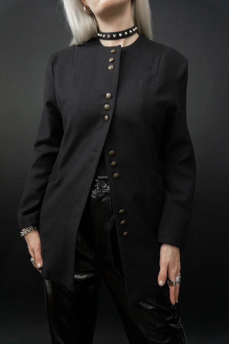Vintage Napolen Blazer Schwarz Knöpfe, S–M