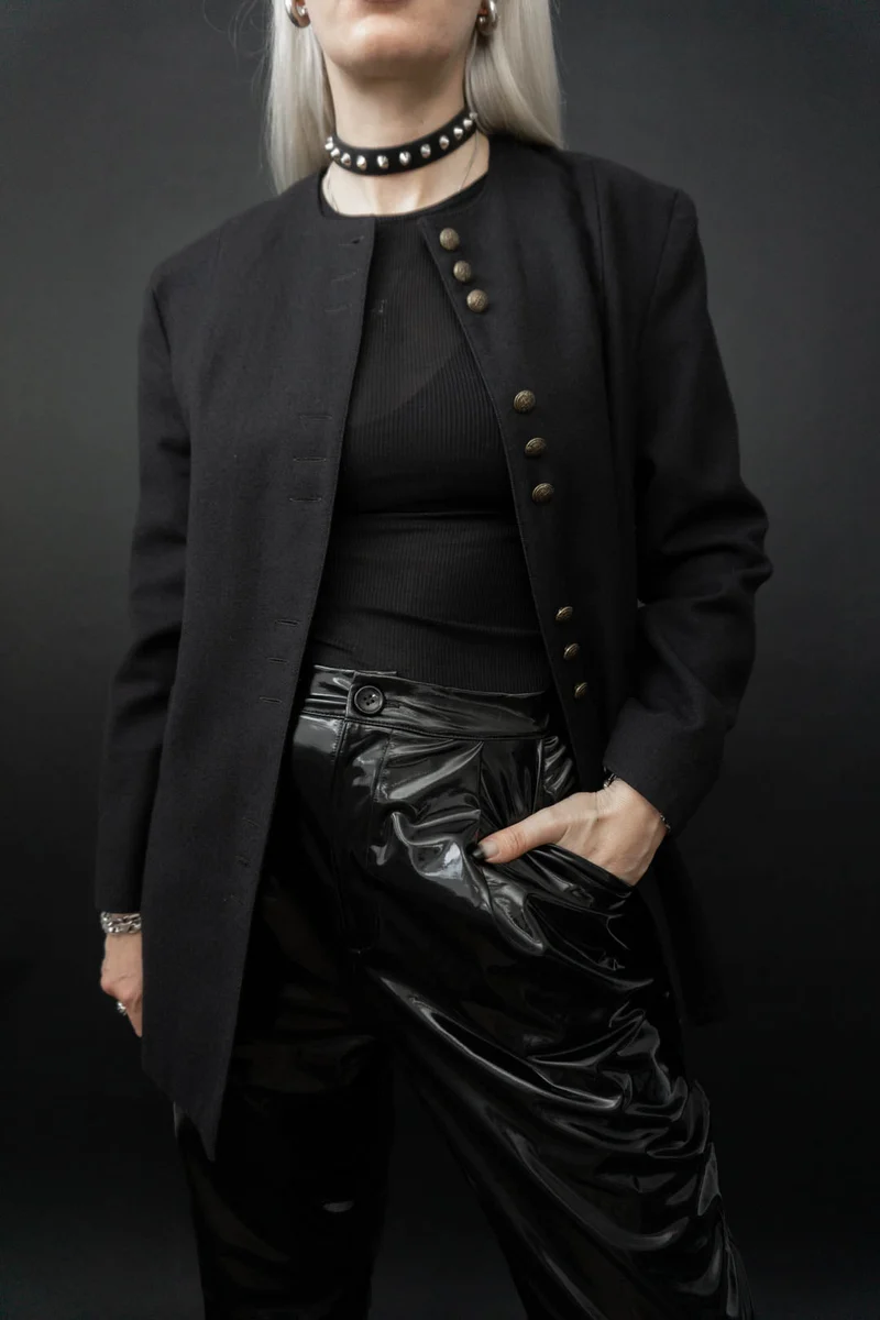 Vintage Napolen Blazer Schwarz Knöpfe, S–M
