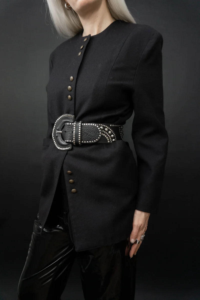 Vintage Napolen Blazer Schwarz Knöpfe, S–M