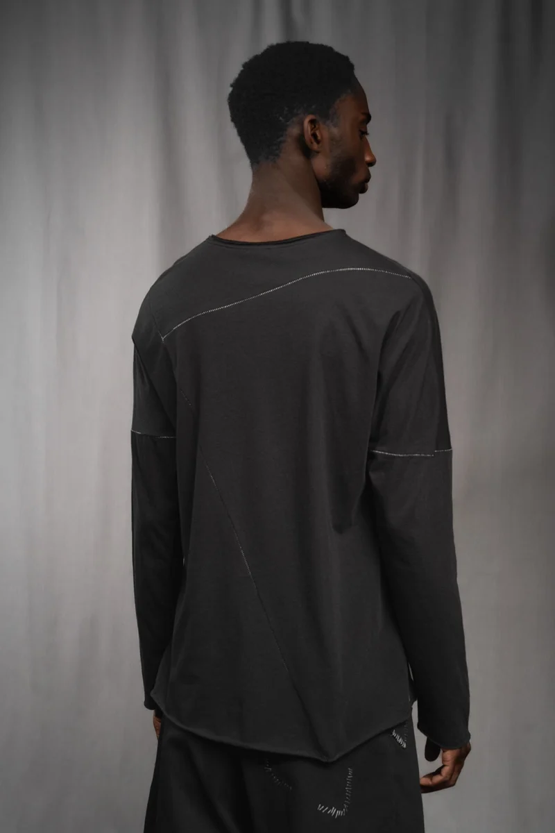 eigensinnig wien | Tolstoi | Dünner, schwarzer Designer Herren-Pullover aus Baumwolle