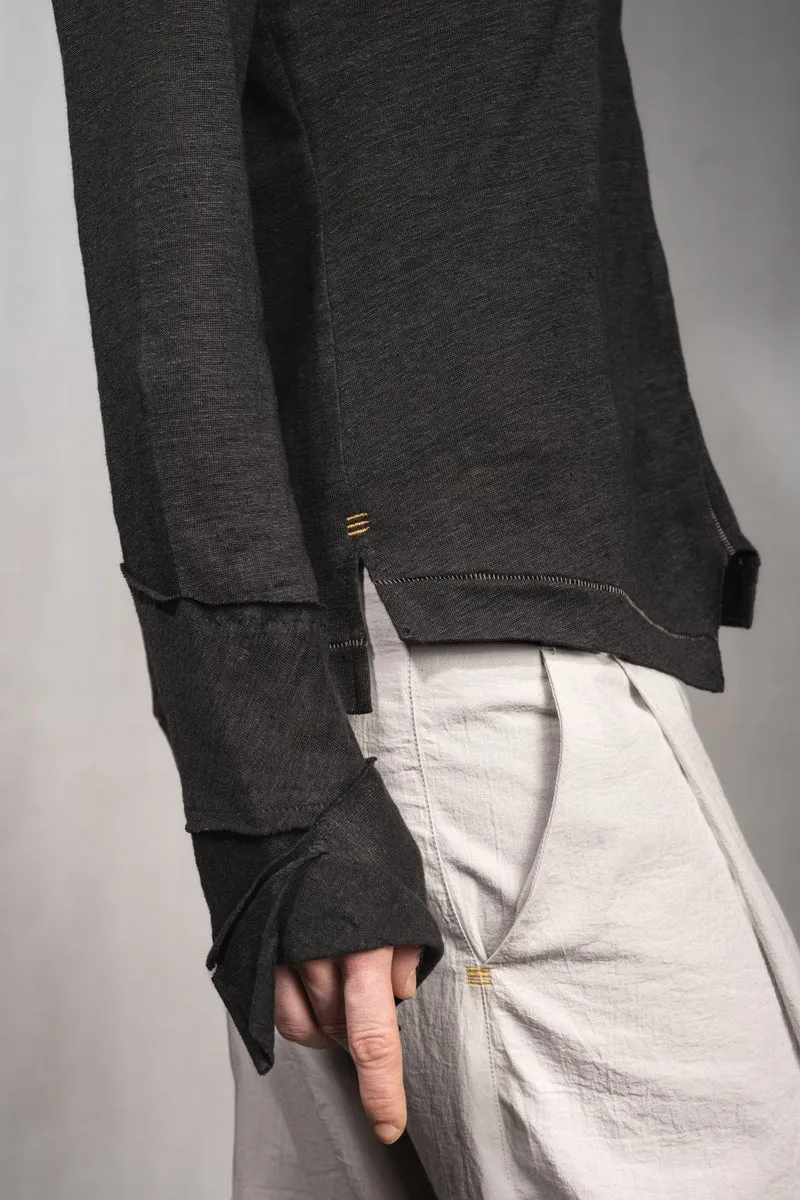 eigensinnig wien | Deitz | Außergewöhnlicher Designer Leinen Pullover für Damen in Schwarz