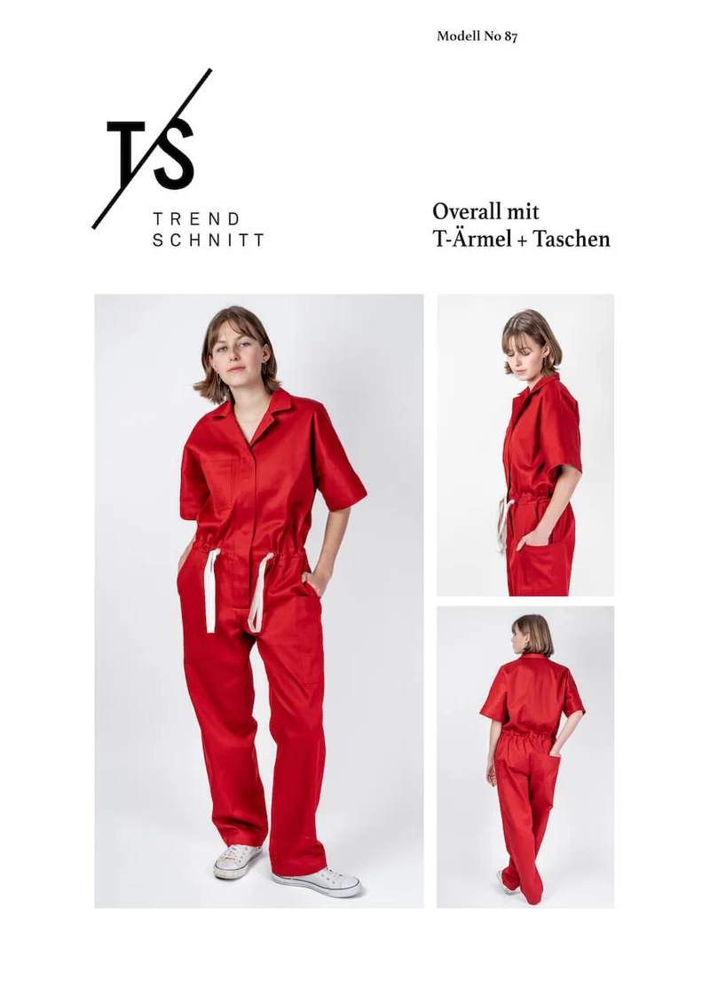 No87 Overall mit T-Ärmel + Taschen