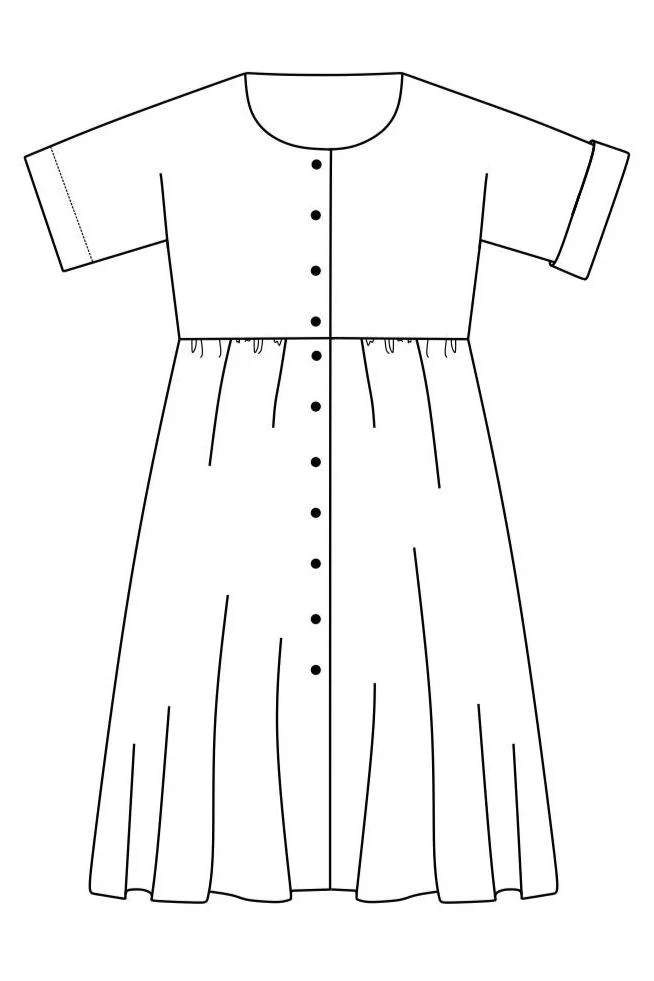 No85 gerafftes Kleid mit T-Ärmel