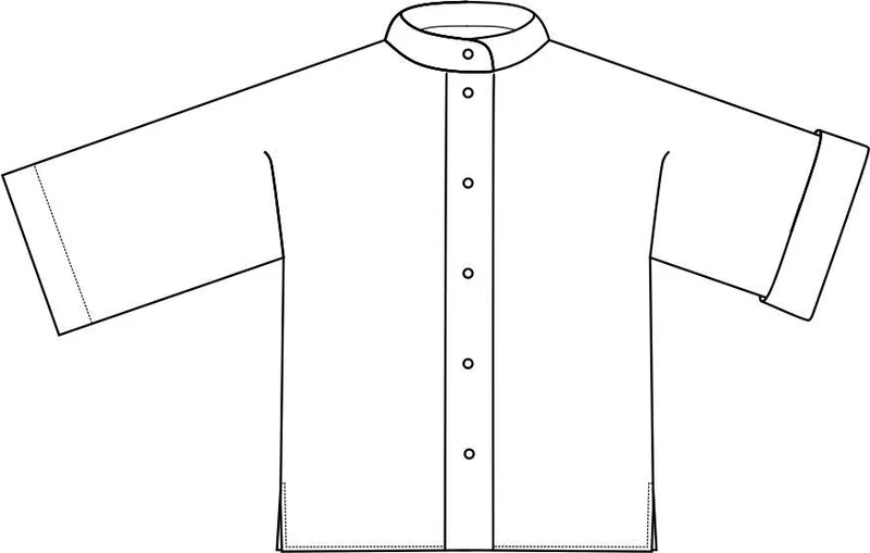 No74 Bluse mit T-Ärmel und Stehkragen