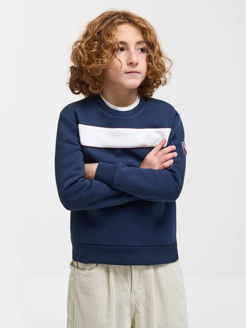 Sweatshirt Pipings Marineblau
