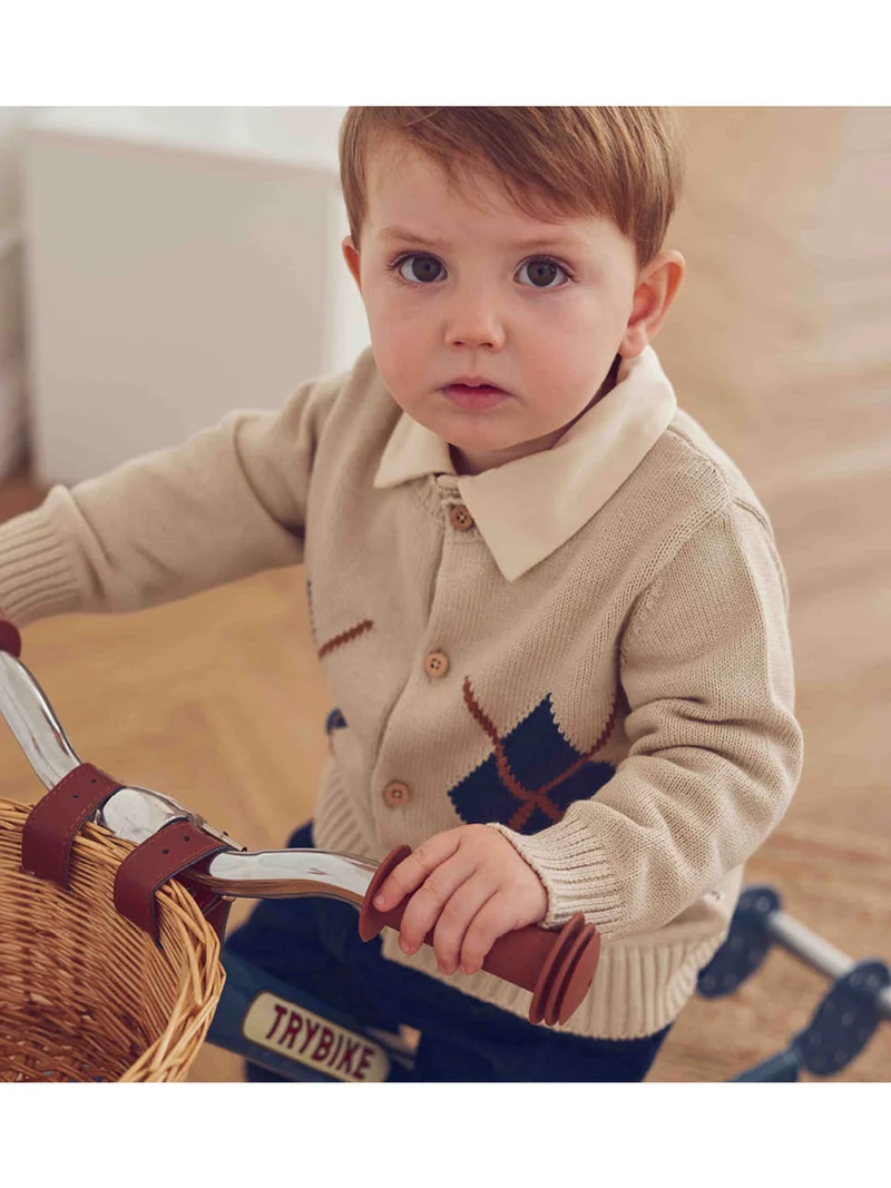 Strickjacke Old English Beige