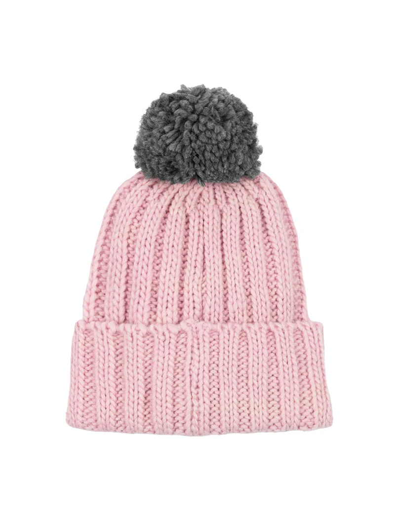 Beanie Ribbed Knit Rosa