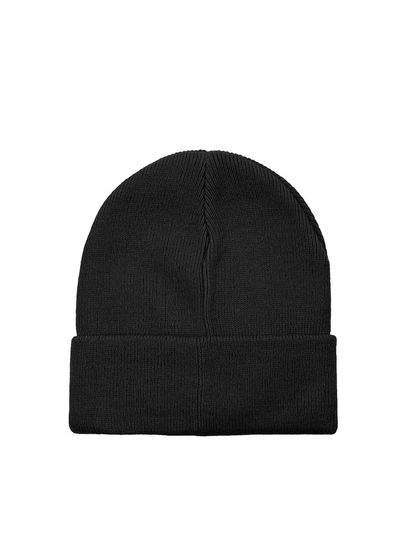 Beanie Stotcking Stitch Knit Schwarz