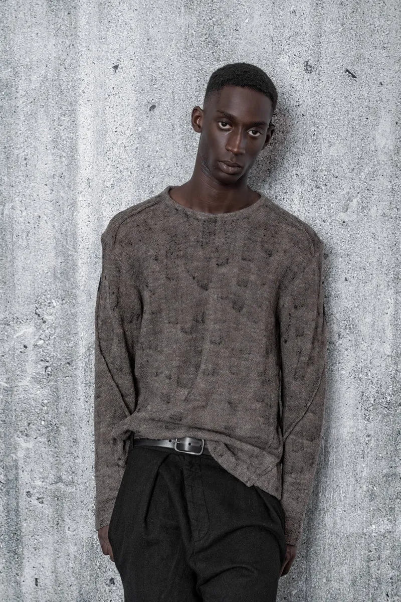 eigensinnig wien | Tyche | Herren Designer Strickpullover aus Schurwolle mit handgefärbtem Muster