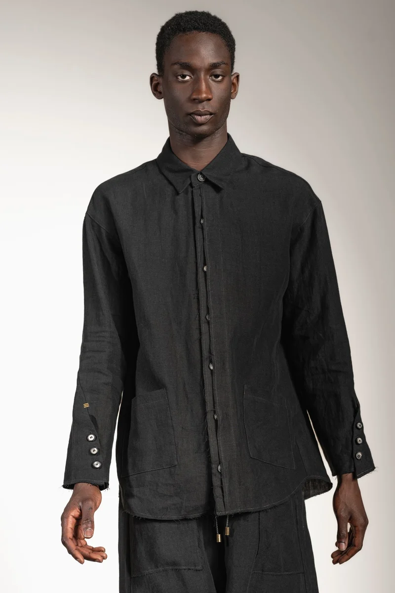 eigensinnig wien | Thoreau | Designer Leinen Overshirt in Schwarz