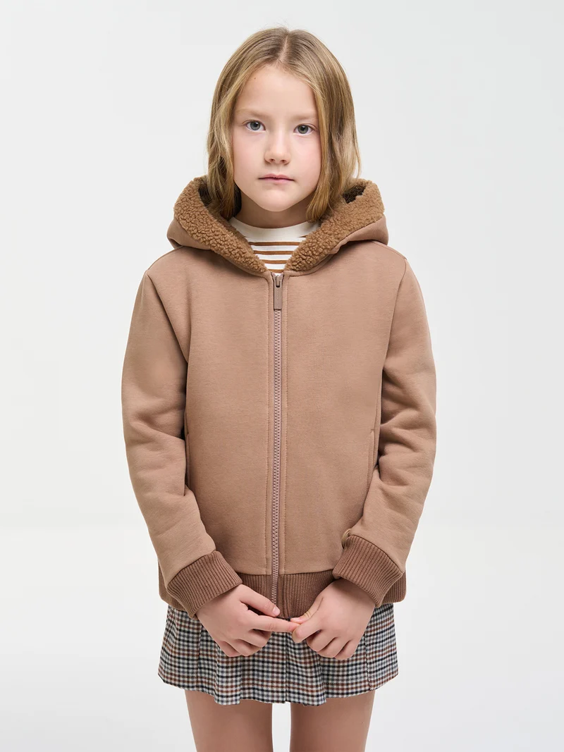 Hoodie Teddy Lined Camel