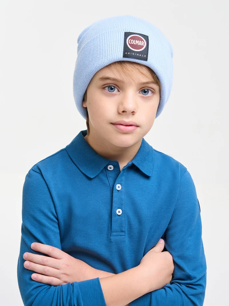 Beanie Stotcking Stitch Knit Hellblau
