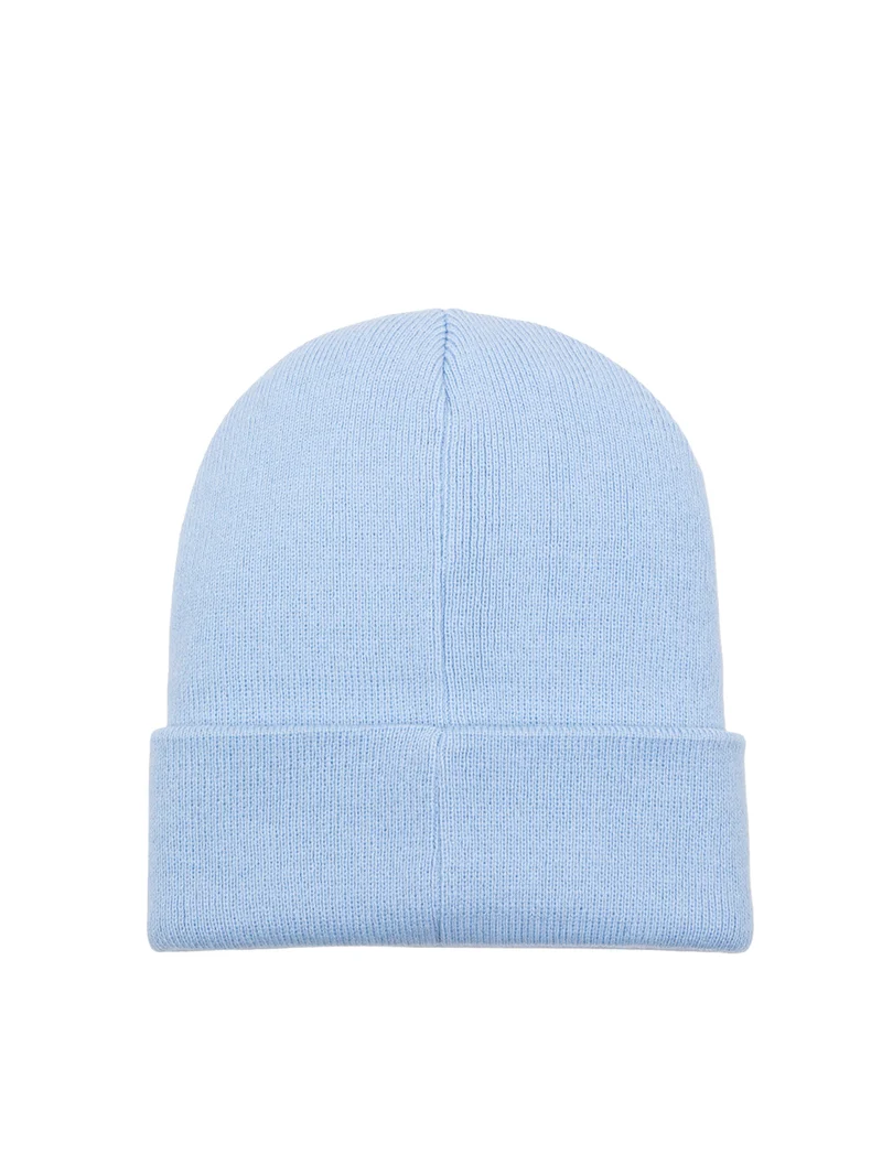 Beanie Stotcking Stitch Knit Hellblau