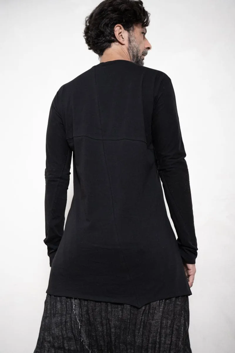 eigensinnig wien | Artmann | Asymmetrischer Pullover aus leichter Baumwolle in schwarz