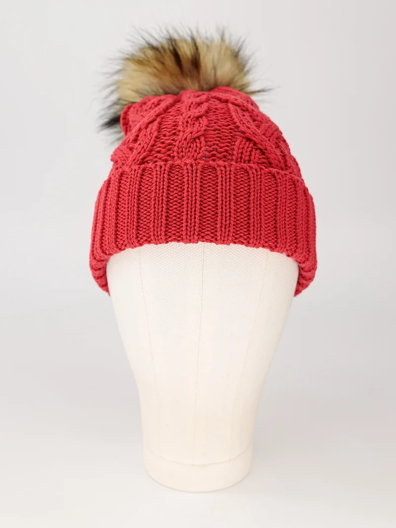 Beanie Faux Fur Merino Wool Rot