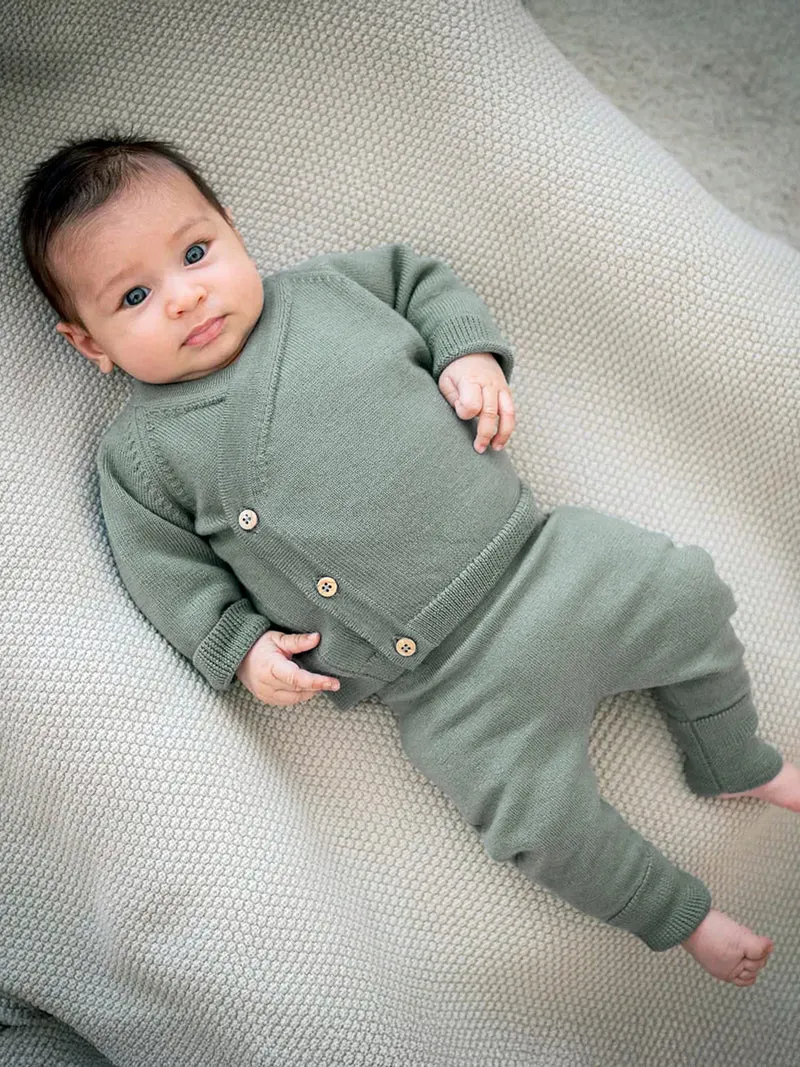 THE WOOLLY BABY JACKET - sage