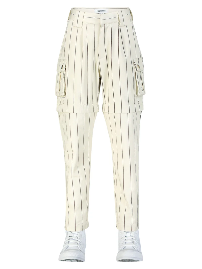 Cargohose Stripe Cremeweiß